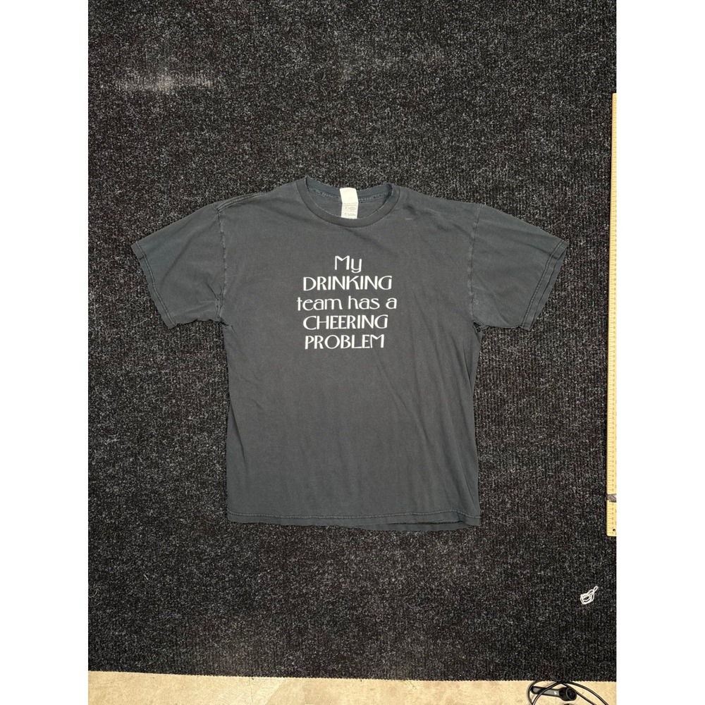Vintage Fruit of the Loom Drinking Team Cheering Problem Graphic T-Shirt XL